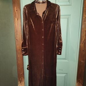 Elegant Velvet Brown Dress